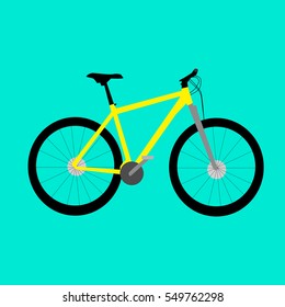 vector illustration the yellow bicycle on a blue background  