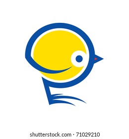 Vector illustration of yellow bird Little Chicken