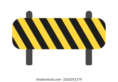 Vector illustration of yellow black barrier to indicate a dangerous section of the road. Caution, dangerous, construction site, stop, roadblock. Vector line icon on white background