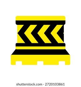 Ilustração vetorial de uma barreira de construção amarela e preta, ideal para segurança rodoviária e projetos de design.