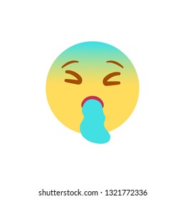 Vector illustration, yellow and blue gradient vomiting emoji. Isolated. Ideal for sarcasm, disgust, criticism and other negative concepts.