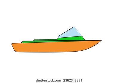 Vector illustration of a yellow boat on a white background