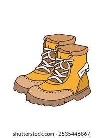 Vektorgrafik gelber Stiefel im verspielten Cartoon-Stil, perfekt für Modeprojekte und Schuhillustrationen