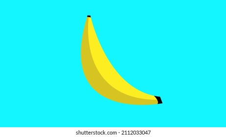ilustración vectorial. banana amarilla, luminosa, moderna y de diseño con un fondo turquesa. linda ilustración bananera en un color elegante