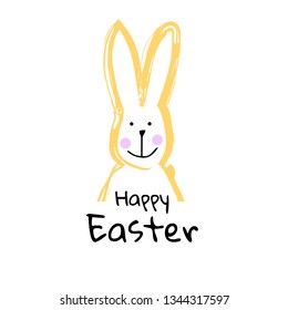 Vector illustration yellow bunny  Happy Easter greeting card