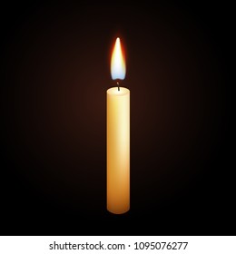 Vector illustration of yellow candle on black background