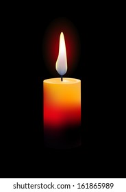 Vector illustration of yellow candle on black background