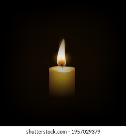 Vector illustration of yellow candle on black background