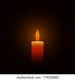 Vector illustration of yellow candle on brown background