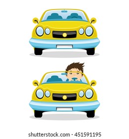 Vector illustration. Yellow car.