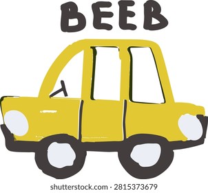 Vector illustration of a yellow car with 