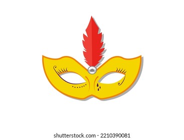 Vector illustration of yellow carnival mask isolated on white background