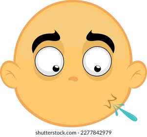 vector illustration yellow cartoon character emoticon spitting