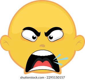 vector illustration yellow cartoon character emoticon yelling and an angry expression