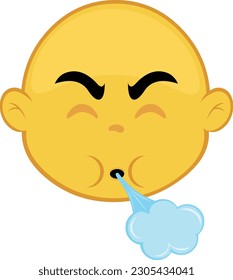 vector illustration yellow cartoon character emoticon blowing