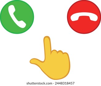 vector illustration yellow cartoon hand pressing accept and decline buttons smartphone o mobile phone device technology
