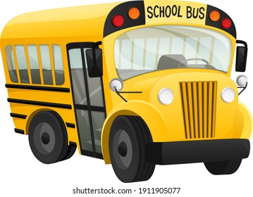 Vector illustration of a yellow cartoon school bus.