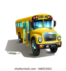 Vector illustration. yellow Cartoon school bus isolated on white background 