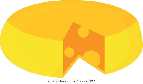 Vector illustration of a yellow cheese with holes. organic cheese. Cooking products and ingredients.