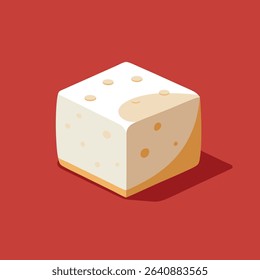 A vector illustration of a yellow cheese slice with characteristic holes, perfect for food design, culinary projects, and packaging.