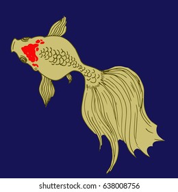 Vector illustration of a yellow chinese fish