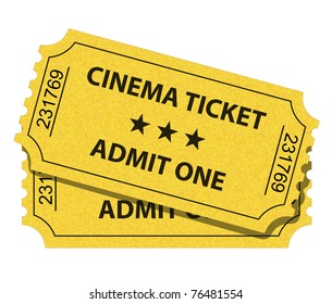 Vector illustration of yellow cinema ticket