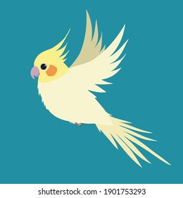 
A vector illustration of a yellow cockatiel in flight
