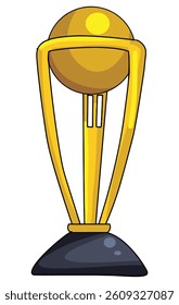 Vector illustration yellow colored cricket trophy