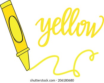 Vector Illustration of a Yellow Crayon with Hand-lettering 