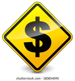 vector illustration of yellow dollar icon on white background