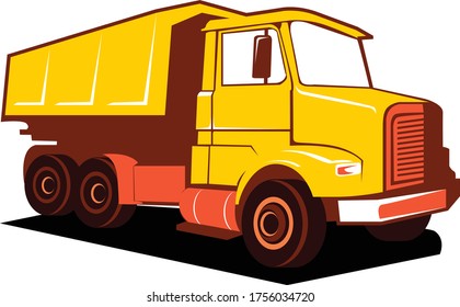 ilustración vectorial camión de volcado amarillo