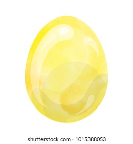 Vector illustration: a yellow Easter egg template with watercolor texture for Easter holidays design isolated on white background.