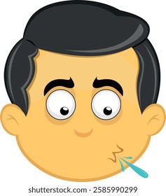 vector illustration yellow emoji character male, spitting saliva