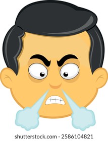 vector illustration yellow emoji character male, with an expression of anger or furious and fuming nose