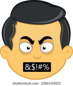 vector illustration yellow emoji character male, with angry expression and insult censure