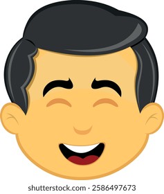 vector illustration yellow emoji character male, with a cheerful and smiling expression