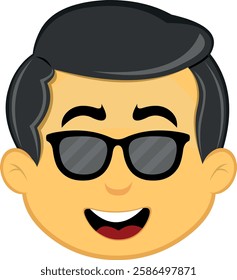 vector illustration yellow emoji character male, with sunglasses and a smile