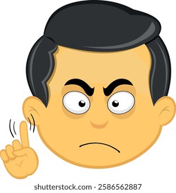 vector illustration yellow emoji character male, saying no with a hand gesture