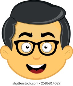 vector illustration yellow emoji character male, with nerd glasses