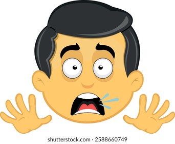 vector illustration yellow emoji character male, with an expression of scare and horror