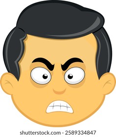 vector illustration yellow emoji character male, with an angry expression