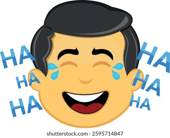 vector illustration yellow emoji character male, laughing out loud