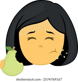 vector illustration yellow emoji face character woman cartoon with a cheerful expression and winking eye