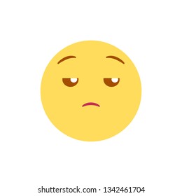 Vector illustration, yellow emoji. Isolated on white background. Ideal for unhappy, tiring and other negative concepts.