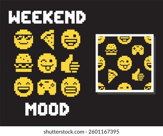 vector illustration of yellow emojis. weekend mood. seamless pattern yellow emojis. good for boys. good for textile use