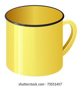 Vector Illustration Of A Yellow Enamel Mug