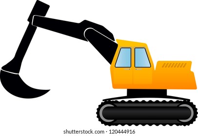 vector illustration yellow escavator