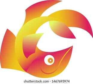 Vector Illustration of yellow fish on a white background. It can be used for the logo, icon, decoration for brochure, print on clothes, cover, card. Seafood business concept.