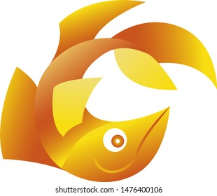 Vector Illustration of yellow fish on a white background. It can be used for the logo, icon, decoration for brochure, print on clothes, cover, card. Seafood business concept.