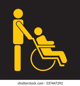 vector illustration of yellow flat icon disabled black background